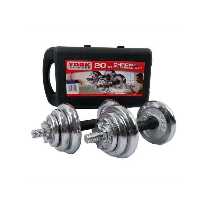 40000fcfa Jeu d'halteres chromées de 20 kg (2x10kg) - Poids pour Exercices Entraînement de Musculation