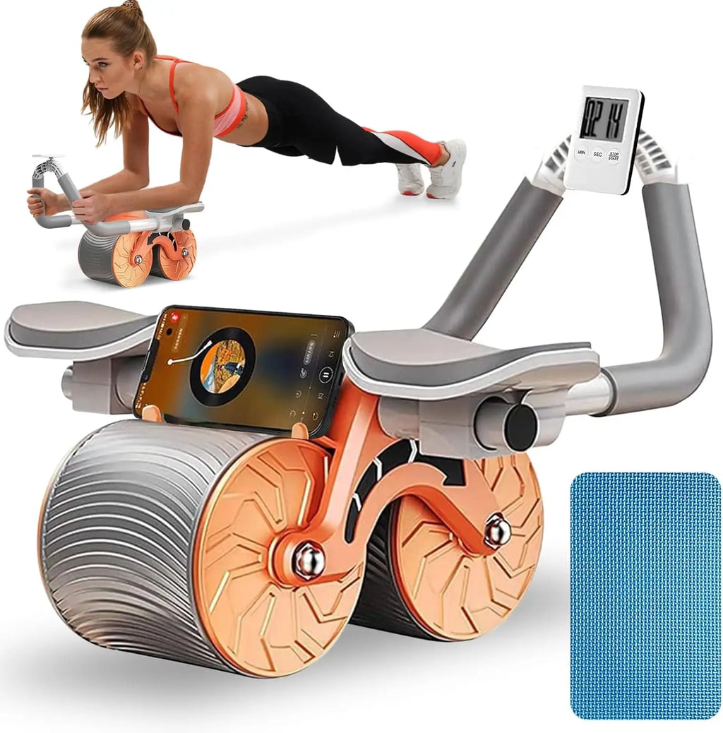 15000fcfa 2025 nouvelle roue à rouleaux à rebond automatique avec support de coude pour femmes et hommes avec tapis de genou et minuterie