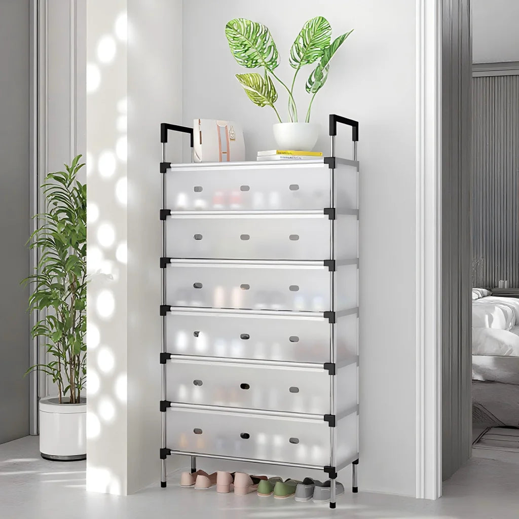 13000fcfa Porte-chaussures en métal à 7 niveaux avec couvercle anti-poussière, étagère de rangement pour chaussures, support pour placard, entrée, salon