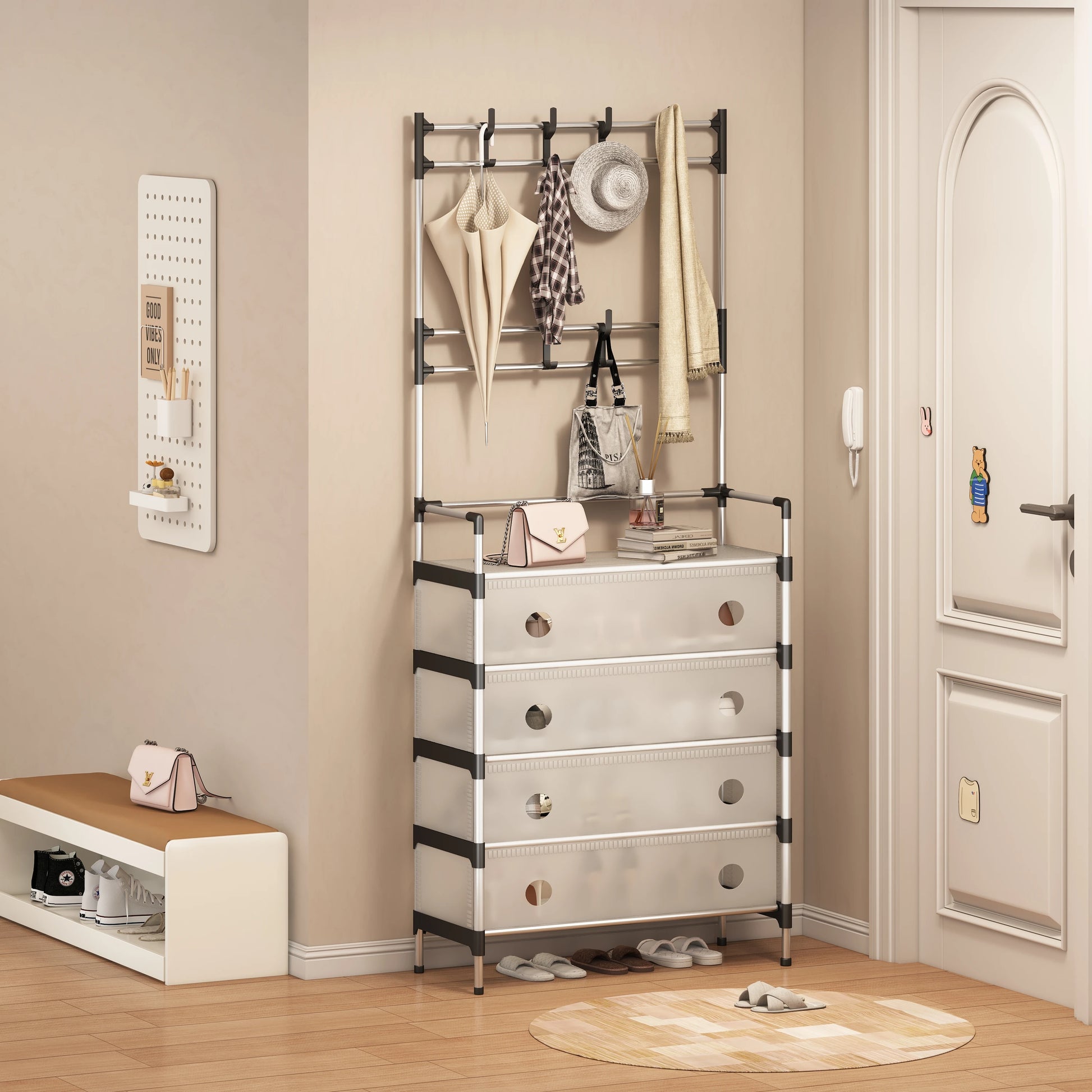 13000fcfa Porte-manteau visuel anti-poussière Simple multi-fonction étagère à chaussures sur pied location maison support de stockage multicouche