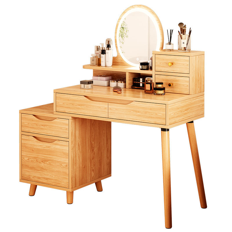 55000 FCFA Coiffeuse fonctionnelle en bois de noyer de chêne blanc moderne classique dans la chambre avec tiroirs et miroirs LED