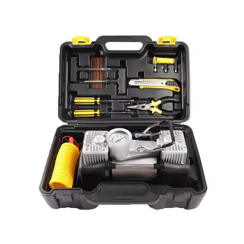 25000fcfa Compresseur d'air de voiture Pompe à pneu Gonfleur d'air automatique avec lumière LED Outil de réparation de pneu Gonfleur de pneu de voiture avec boîte à outils
