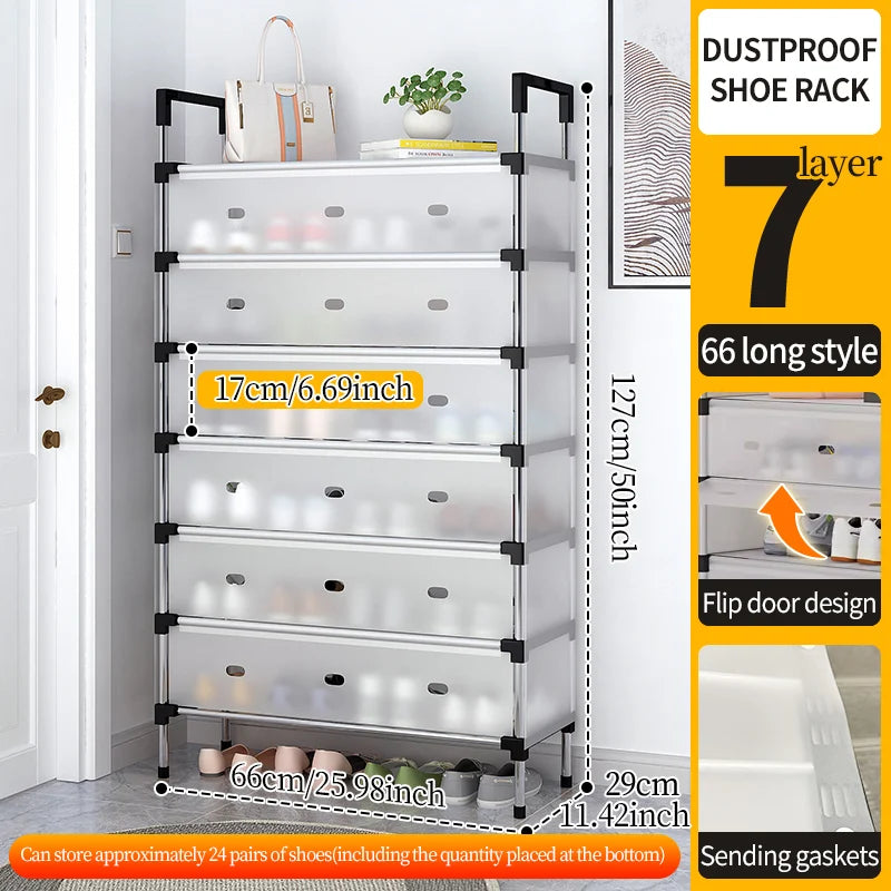 13000fcfa Porte-chaussures en métal à 7 niveaux avec couvercle anti-poussière, étagère de rangement pour chaussures, support pour placard, entrée, salon