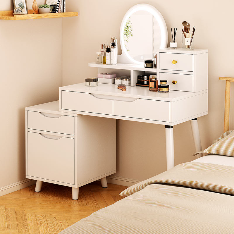 55000 FCFA Coiffeuse fonctionnelle en bois de noyer de chêne blanc moderne classique dans la chambre avec tiroirs et miroirs LED