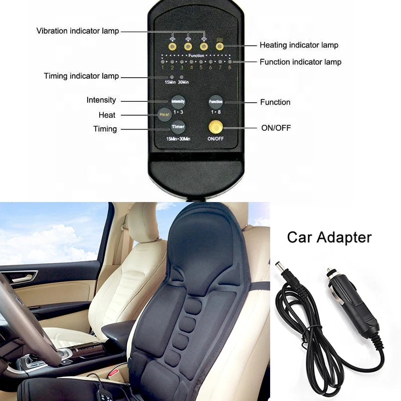 20000fcfa Coussin de massage électrique portable à vibration complète du corps à usage domestique ou en voiture avec fonction de chauffage pour le massage du dos et des fesses