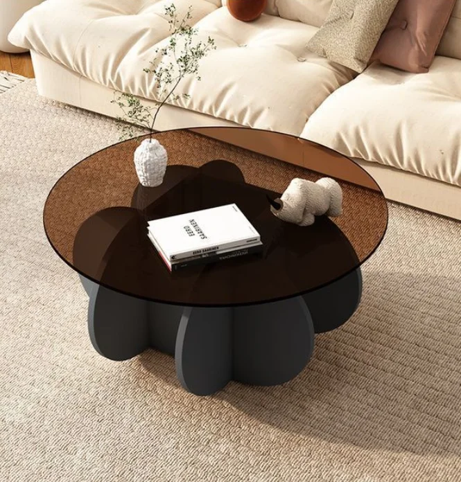 30000fcfa Table Basse Design Ronde en Verre Trempé – Élégance et Modernité