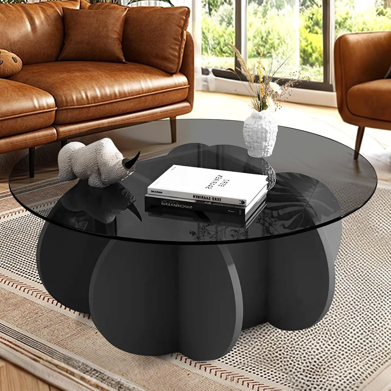 30000fcfa Table Basse Design Ronde en Verre Trempé – Élégance et Modernité