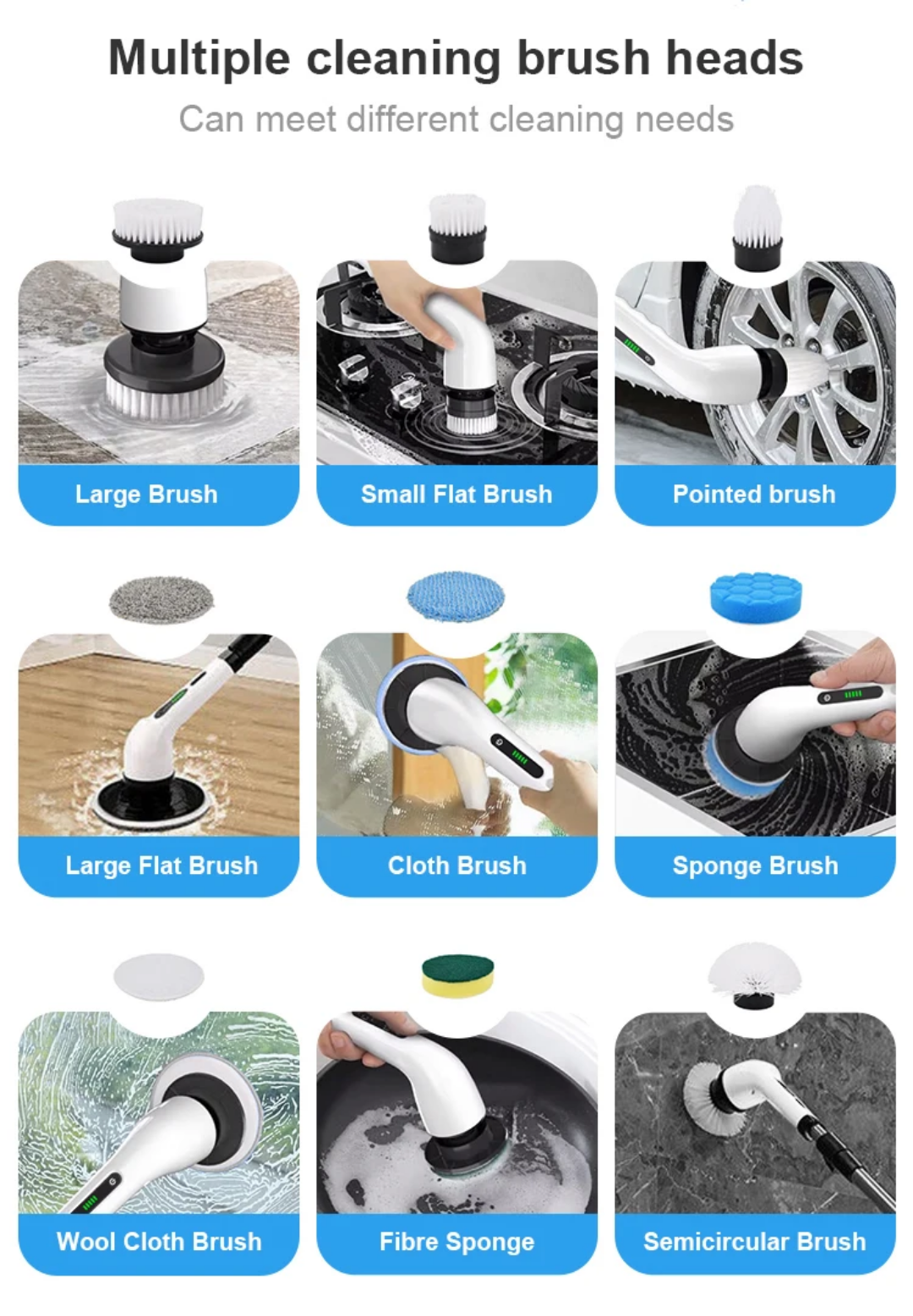 16000fcfa Brosse de nettoyage électrique multifonction 9 en 1